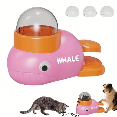 Neuer Tierfutterspender, Wal Entchen Interaktiver Spielzeugtrainer, Effektive Kontrolle der Nahrungsaufnahme, Rotierender Slow Food Feeder, Geeignet für Katzen und Hunde (Rosa) von sixco