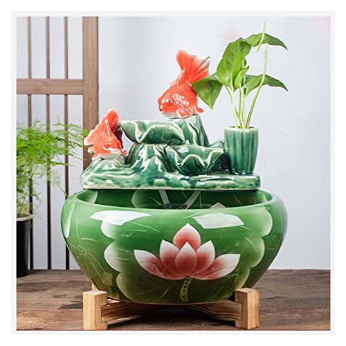 sjdoPulse Aquarium Aquarium Fischtank Keramik Goldfischglas Home Circulation Flow Wasserbrunnen Wohnzimmer Büro Desktop Fischzuchtschale Fischtank Dekorationen,A,32CM von sjdoPulse