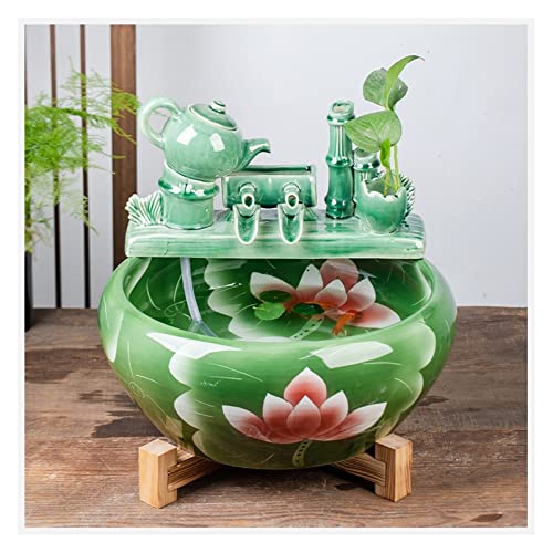 sjdoPulse Aquarium Aquarium Fischtank Keramik Goldfischglas Home Circulation Flow Wasserbrunnen Wohnzimmer Büro Desktop Fischzuchtschale Fischtank Dekorationen,B,41CM von sjdoPulse