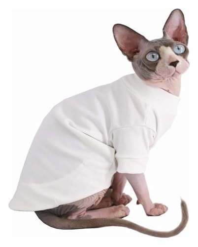 Sphynx Haarlose Katzen Kleidung Baumwoll-T-Shirts for haarlose Sphynx-Katzen, Haustierkleidung, Pullover, Kätzchen-T-Shirts mit Ärmeln, Bekleidung for Katzen und kleine Hunde, einfarbig, Schwarz ( Col von NXSLONE
