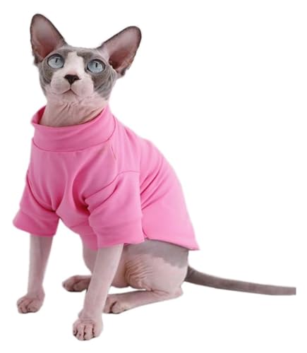 Sphynx Haarlose Katzen Kleidung Baumwoll-T-Shirts for haarlose Sphynx-Katzen, Haustierkleidung, Pullover, Kätzchen-T-Shirts mit Ärmeln, Bekleidung for Katzen und kleine Hunde, einfarbig, Schwarz (Col von NXSLONE