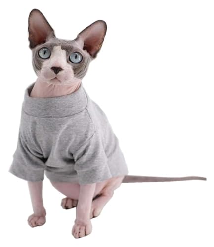 Sphynx Haarlose Katzen Kleidung Baumwoll-T-Shirts for haarlose Sphynx-Katzen, Haustierkleidung, Pullover, Kätzchen-T-Shirts mit Ärmeln, Bekleidung for Katzen und kleine Hunde, einfarbig, Schwarz ( Col von NXSLONE