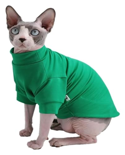 Sphynx Haarlose Katzen Kleidung Baumwoll-T-Shirts for haarlose Sphynx-Katzen, Haustierkleidung, Pullover, Kätzchen-T-Shirts mit Ärmeln, Bekleidung for Katzen und kleine Hunde, einfarbig, Schwarz (Col von NXSLONE