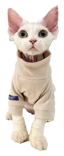 Sphynx Haarlose Katzen Kleidung Katzenpullover nur for Katzen, Herbst und Winter, gerippt, fester Pullover, modischer Rollkragenpullover, weiche Baumwolle, atmungsaktiv, Sphynx-Katzenpullover, Haustie von NXSLONE
