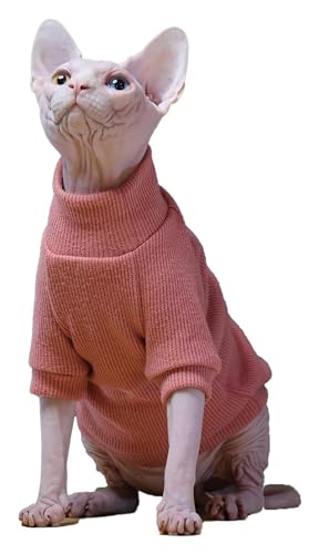 Sphynx Haarlose Katzen Kleidung Katzenpullover nur for Katzen, modischer Herbst- und Winterpullover, einfarbig, weicher Rippstrickpullover, Rollkragenpullover, Haustierkleidung for Katzen, Sphynx-Katz von NXSLONE
