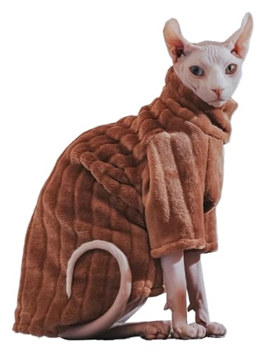 Sphynx Haarlose Katzen Kleidung Sphynx Cat Soft Coral Fleece Katzenkleidung, Dicker, Warmer Winter-Outfit-Mantel for haarlose Katzen und kleine Hunde, Bekleidung mit Ärmeln (Color : Brown, Size : S Sphynx Haarlose Katzen Kleidung Sphynx Cat Soft Coral Fleece Katzenkleidung, Dicker, Warmer Winter-Outfit-Mantel for haarlose Katzen und kleine Hunde, Bekleidung mit Ärmeln (Color : Brown, Size : S von skeppy