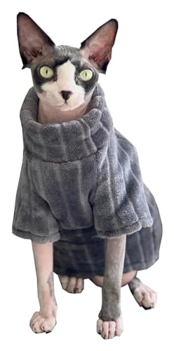 Sphynx Haarlose Katzen Kleidung Sphynx Cat Soft Coral Fleece Katzenkleidung, Dicker, Warmer Winter-Outfit-Mantel for haarlose Katzen und kleine Hunde, Bekleidung mit Ärmeln (Color : Grey, Size : XL Sphynx Haarlose Katzen Kleidung Sphynx Cat Soft Coral Fleece Katzenkleidung, Dicker, Warmer Winter-Outfit-Mantel for haarlose Katzen und kleine Hunde, Bekleidung mit Ärmeln (Color : Grey, Size : XL von skeppy