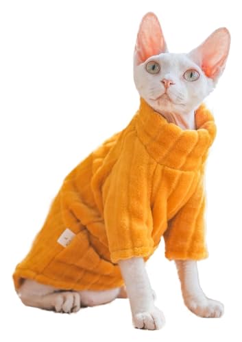 Sphynx Haarlose Katzen Kleidung Sphynx Cat Soft Coral Fleece Katzenkleidung, Dicker, Warmer Winter-Outfit-Mantel for haarlose Katzen und kleine Hunde, Bekleidung mit Ärmeln (Color : Orange, Size : L Sphynx Haarlose Katzen Kleidung Sphynx Cat Soft Coral Fleece Katzenkleidung, Dicker, Warmer Winter-Outfit-Mantel for haarlose Katzen und kleine Hunde, Bekleidung mit Ärmeln (Color : Orange, Size : L von skeppy