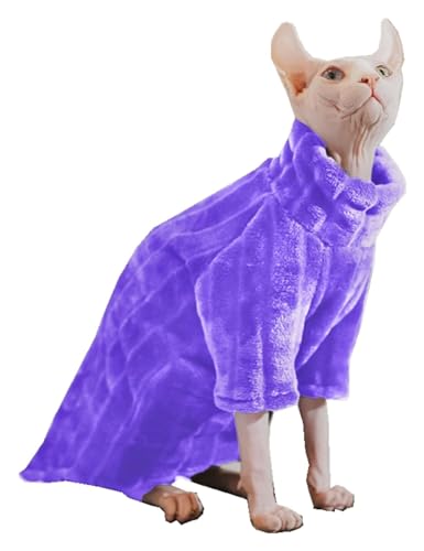 Sphynx Haarlose Katzen Kleidung Sphynx Cat Soft Coral Fleece Katzenkleidung, Dicker, Warmer Winter-Outfit-Mantel for haarlose Katzen und kleine Hunde, Bekleidung mit Ärmeln (Color : Purple, Size : L Sphynx Haarlose Katzen Kleidung Sphynx Cat Soft Coral Fleece Katzenkleidung, Dicker, Warmer Winter-Outfit-Mantel for haarlose Katzen und kleine Hunde, Bekleidung mit Ärmeln (Color : Purple, Size : L von skeppy
