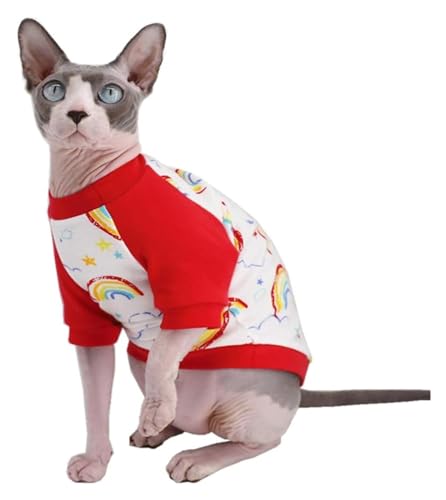 Sphynx Haarlose Katzen Kleidung Sphynx Haarlose Katze, niedlich, atmungsaktiv, Sommer-Baumwoll-T-Shirts, Haustierkleidung, Weste mit rundem Kragen, Kätzchen-Shirts, ärmellos, Bekleidung for Katzen und von NXSLONE