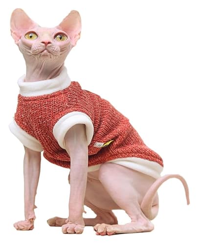 Sphynx Haarlose Katzen Kleidung Sphynx Haarlose Katze, süßes, weiches, atmungsaktives Schutz-Outfit, Einteiler, Weste mit rundem Kragen, Kätzchen-Kleidung (Size : X-Large) von NXSLONE