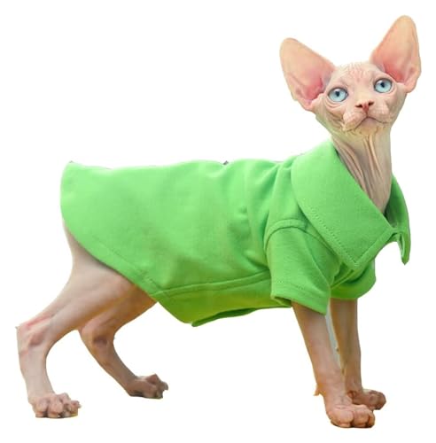 Sphynx Haarlose Katzen Kleidung Sphynx Haarlose Katze, süßes, weiches, atmungsaktives Schutz-Outfit, Mantel mit rundem Kragen, Kätzchen-Kleidung (Color : Boy, Size : X-Large) von NXSLONE