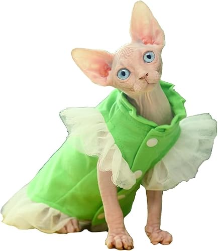 Sphynx Haarlose Katzen Kleidung Sphynx Haarlose Katze, süßes, weiches, atmungsaktives Schutz-Outfit, Mantel mit rundem Kragen, Kätzchen-Kleidung (Color : Girl, Size : X-Large) von NXSLONE