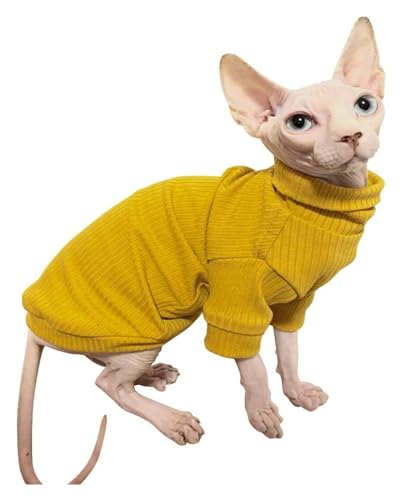 Sphynx Haarlose Katzen Kleidung Sphynx Haarlose Katze, süßes, weiches, atmungsaktives Schutz-Outfit, Weste mit rundem Kragen, Kätzchen-Kleidung (Color : Yellow, Size : Large) von NXSLONE