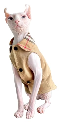 Sphynx Haarlose Katzen Kleidung Sphynx Haarlose Katzenkleidung, Herbstmode, Vintage-Karomuster, Druckknopfweste, Revers, Kätzchenbekleidung, Haustierkleidung for Katzen, zwei Tragevarianten ( Size : X Sphynx Haarlose Katzen Kleidung Sphynx Haarlose Katzenkleidung, Herbstmode, Vintage-Karomuster, Druckknopfweste, Revers, Kätzchenbekleidung, Haustierkleidung for Katzen, zwei Tragevarianten ( Size : X von NXSLONE