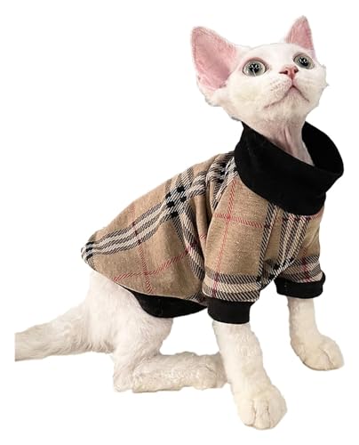 Sphynx Haarlose Katzen Kleidung Sphynx Haarlose Katzenkleidung, Vintage-karierter Pullover, modischer Rollkragenpullover, Herbst-Winter-Baumwolle, dickes Hemd, Haustierkleidung for Katzen ( Size : XL Sphynx Haarlose Katzen Kleidung Sphynx Haarlose Katzenkleidung, Vintage-karierter Pullover, modischer Rollkragenpullover, Herbst-Winter-Baumwolle, dickes Hemd, Haustierkleidung for Katzen ( Size : XL von NXSLONE