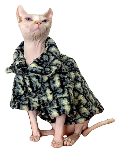 Sphynx Haarlose Katzen Kleidung Sphynx Haarlose Katzenkleidung, Winter, dick, warm, Vintage-Druck, hoher Kragen, Knopfmantel for Katzen, weiche Kunstfell-Haustierkleidung mit Ärmeln (Color : Yellow, Sphynx Haarlose Katzen Kleidung Sphynx Haarlose Katzenkleidung, Winter, dick, warm, Vintage-Druck, hoher Kragen, Knopfmantel for Katzen, weiche Kunstfell-Haustierkleidung mit Ärmeln (Color : Yellow, von NXSLONE