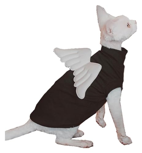 Sphynx Haarlose Katzen Kleidung Sphynx-Katzen-Shirt-Kostüm mit Engelsflügeln, haarlose Katze, Katzenkleidung, Baumwoll-T-Shirts, Katzenweste, Haustierkleidung, Kätzchen-Shirts, Katzen- und kleine Hund von NXSLONE