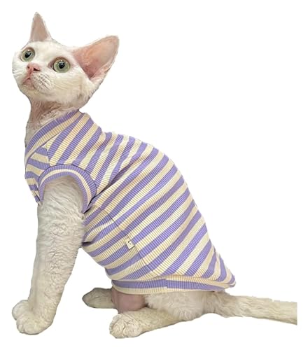 Sphynx Haarlose Katzen Kleidung Sphynx-Katzen-Sommerkleidung, elastisch, Vintage-Streifen, Weste, V-Ausschnitt, modische T-Shirts, atmungsaktiv, leicht, Kätzchen-Kleidung, Katzenbekleidung ( Color : P Sphynx Haarlose Katzen Kleidung Sphynx-Katzen-Sommerkleidung, elastisch, Vintage-Streifen, Weste, V-Ausschnitt, modische T-Shirts, atmungsaktiv, leicht, Kätzchen-Kleidung, Katzenbekleidung ( Color : P von NXSLONE
