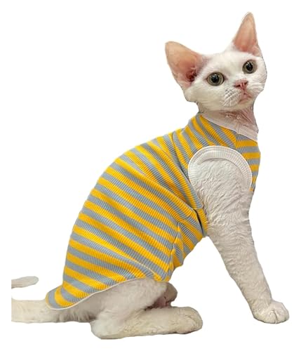 Sphynx Haarlose Katzen Kleidung Sphynx-Katzen-Sommerkleidung, elastisch, Vintage-Streifen, Weste, V-Ausschnitt, modische T-Shirts, atmungsaktiv, leicht, Kätzchen-Kleidung, Katzenbekleidung ( Color : O Sphynx Haarlose Katzen Kleidung Sphynx-Katzen-Sommerkleidung, elastisch, Vintage-Streifen, Weste, V-Ausschnitt, modische T-Shirts, atmungsaktiv, leicht, Kätzchen-Kleidung, Katzenbekleidung ( Color : O von NXSLONE