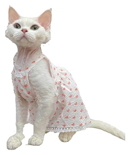 skeppy Sphynx Haarlose Katzen Kleidung Sphynx Katzenkleidung, Sommer, atmungsaktiv, Spitze, Liebesdruck, Camis-Kleid, niedliche Neckholder-Kätzchen-Hemden, Haustierkleidung for Katzen skeppy Sphynx Haarlose Katzen Kleidung Sphynx Katzenkleidung, Sommer, atmungsaktiv, Spitze, Liebesdruck, Camis-Kleid, niedliche Neckholder-Kätzchen-Hemden, Haustierkleidung for Katzen von NXSLONE