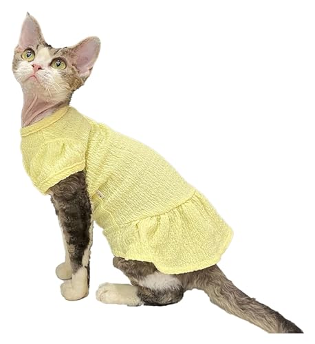 Sphynx Haarlose Katzen Kleidung Sphynx-Katzenkleidung, Sommer-Elastizität, bequemes Outfit, runder Kragen, Kätzchen-Shirts, Mädchen, solide, niedliche Pullover, atmungsaktive T-Shirts (Color : Yellow Sphynx Haarlose Katzen Kleidung Sphynx-Katzenkleidung, Sommer-Elastizität, bequemes Outfit, runder Kragen, Kätzchen-Shirts, Mädchen, solide, niedliche Pullover, atmungsaktive T-Shirts (Color : Yellow von skeppy