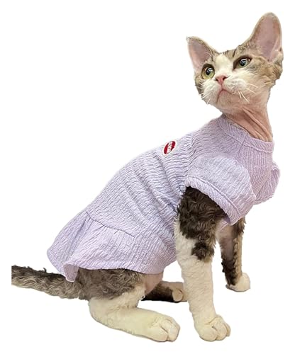 Sphynx Haarlose Katzen Kleidung Sphynx-Katzenkleidung, Sommer-Elastizität, bequemes Outfit, runder Kragen, Kätzchen-Shirts, Mädchen, solide, niedliche Pullover, atmungsaktive T-Shirts (Color : Purple Sphynx Haarlose Katzen Kleidung Sphynx-Katzenkleidung, Sommer-Elastizität, bequemes Outfit, runder Kragen, Kätzchen-Shirts, Mädchen, solide, niedliche Pullover, atmungsaktive T-Shirts (Color : Purple von skeppy