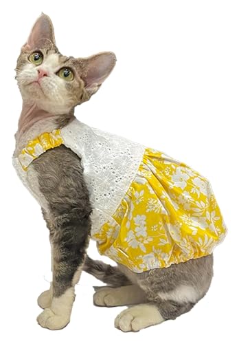 Sphynx Haarlose Katzen Kleidung Sphynx Katzenkleidung, Sommermode, Spitzendruck, Camis-Kleid, niedlich, atmungsaktiv, Neckholder, Kätzchen-Hemden, Haustierkleidung for Katzen (Color : Yellow, Size : Sphynx Haarlose Katzen Kleidung Sphynx Katzenkleidung, Sommermode, Spitzendruck, Camis-Kleid, niedlich, atmungsaktiv, Neckholder, Kätzchen-Hemden, Haustierkleidung for Katzen (Color : Yellow, Size : von NXSLONE
