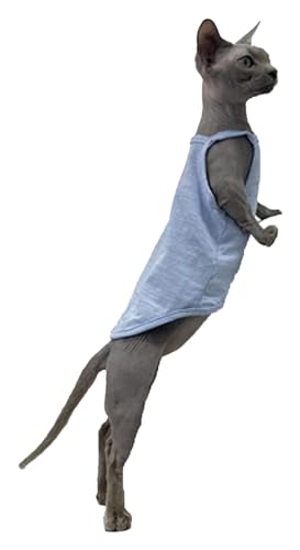 Sphynx Haarlose Katzen Kleidung Sphynx Katzenkleidung Sommer dünne einfarbige Baumwollweste Sieben Farben atmungsaktive haarlose Katzenweste Pullover Träger Tank Tops Katzenbekleidung Pyjamas (Color von NXSLONE