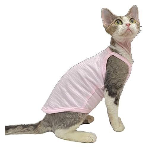 Sphynx Haarlose Katzen Kleidung Sphynx Katzenkleidung Sommer dünne einfarbige Baumwollweste Sieben Farben atmungsaktive haarlose Katzenweste Pullover Träger Tank Tops Katzenbekleidung Pyjamas (Color von NXSLONE
