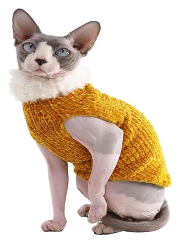 Sphynx Haarlose Katzen Kleidung Sphynx-Katzenkleidung for den Winter, warmes Kunstfell-Pullover-Outfit, modischer Mantel mit hohem Kragen for Katzen, Pyjamas for Katzen und kleine Hunde, Bekleidung, H von NXSLONE