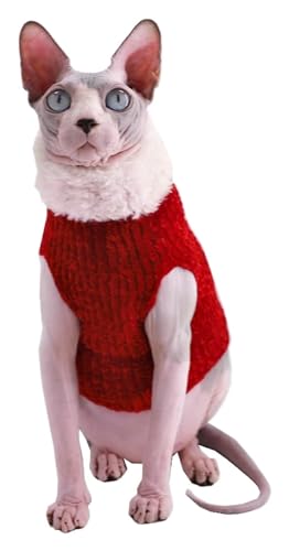 Sphynx Haarlose Katzen Kleidung Sphynx-Katzenkleidung for den Winter, warmes Kunstfell-Pullover-Outfit, modischer Mantel mit hohem Kragen for Katzen, Pyjamas for Katzen und kleine Hunde, Bekleidung, H von NXSLONE
