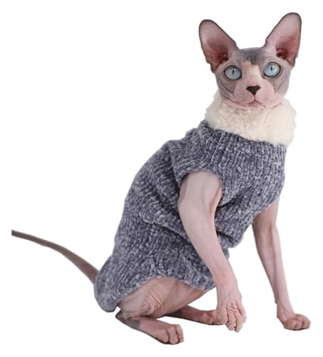 Sphynx Haarlose Katzen Kleidung Sphynx-Katzenkleidung for den Winter, warmes Kunstfell-Pullover-Outfit, modischer Mantel mit hohem Kragen for Katzen, Pyjamas for Katzen und kleine Hunde, Bekleidung, H von NXSLONE