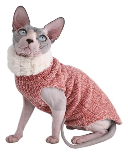 Sphynx Haarlose Katzen Kleidung Sphynx-Katzenkleidung for den Winter, warmes Kunstfell-Pullover-Outfit, modischer Mantel mit hohem Kragen for Katzen, Pyjamas for Katzen und kleine Hunde, Bekleidung, H von NXSLONE