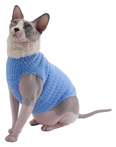 Sphynx Haarlose Katzen Kleidung Sphynx-Katzenkleidung for den Winter, warmes Kunstfell-Pullover-Outfit, modischer Mantel mit hohem Kragen for Katzen, Pyjamas for Katzen und kleine Hunde, Bekleidung, H von NXSLONE