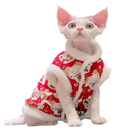 Sphynx Haarlose Katzen Kleidung Sphynx haarlose Katze, süßes, weiches, atmungsaktives Schutz-Outfit, süßer Warmer Mantel, haarloser Katzenmantel, Kätzchen-Kleidung (Size : XXXX-Large) von NXSLONE
