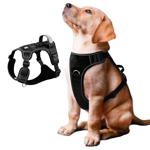 Hundegeschirr mit Tracker-Tag-Halter, verstellbare ausbruchsichere Weste für mittelgroße Hunde, kein Würgen, reflektierendes Geschirr mit Griff für einfache Kontrolle, strapazierfähig für Training Hundegeschirr mit Tracker-Tag-Halter, verstellbare ausbruchsichere Weste für mittelgroße Hunde, kein Würgen, reflektierendes Geschirr mit Griff für einfache Kontrolle, strapazierfähig für Training von skmeditec