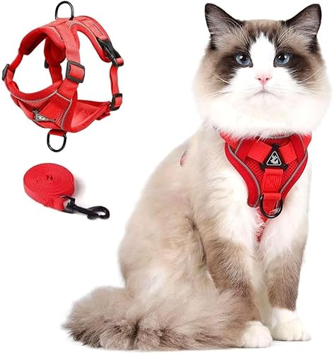Skmeditec Katzengeschirr mit Leine Ausbruchsicher: Verbesserte Ausbruchsicher Weste mit Leine für große Katzen, kleine Hunde, Welpen, Spaziergänge, Weiche Jacke, Reflektierende Streifen,L Rot Skmeditec Katzengeschirr mit Leine Ausbruchsicher: Verbesserte Ausbruchsicher Weste mit Leine für große Katzen, kleine Hunde, Welpen, Spaziergänge, Weiche Jacke, Reflektierende Streifen,L Rot von skmeditec
