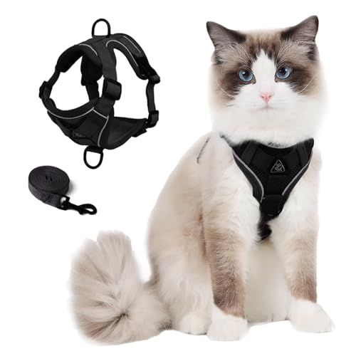 Skmeditec Katzengeschirr und Leine: verbesserte ausbruchsichere Weste mit Leine für große Katzen, kleine Hunde, Welpen, Spaziergänge, weiche Jacke mit reflektierenden Streifen, Schwarz, Größe M Skmeditec Katzengeschirr und Leine: verbesserte ausbruchsichere Weste mit Leine für große Katzen, kleine Hunde, Welpen, Spaziergänge, weiche Jacke mit reflektierenden Streifen, Schwarz, Größe M von skmeditec