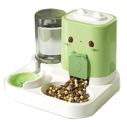 Skyrabbiter Automatischer 2-in-1 Haustier Futter- und Wasserspender, Automatischer Katzen Futter- & Wasserspender (1,8L + 0,8L), 2-in-1 Kombi mit Edelstahlschale, Hygienisch & Praktisch (A) von skyrabbiter