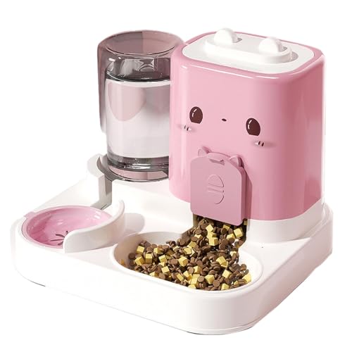 Skyrabbiter Automatischer 2-in-1 Haustier Futter- und Wasserspender, Automatischer Katzen Futter- & Wasserspender (1,8L + 0,8L), 2-in-1 Kombi mit Edelstahlschale, Hygienisch & Praktisch (B) von skyrabbiter