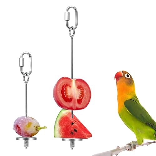 Skyrabbiter Edelstahl Vogelfutter-Spieß Set, 2 Stück, 14,5 cm und 22,5 cm, Gemüsehalter Frucht Gemüse-Spieß Werkzeug für Vögel Papageien, Gemüse und Futtersuche Spielzeug (2Pc) von skyrabbiter