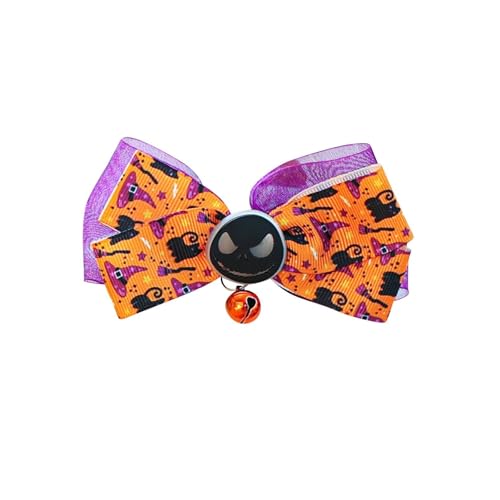 Skyrabbiter Halloween Haustier-Fliege, Festliche Kostüm-Accessoire für Hunde und Katzen, mit Glöckchen, Hund Geburtstagshut Fliege Katze Geburtstag Pailletten DekorationszubehöR Festliche Party (F) von skyrabbiter