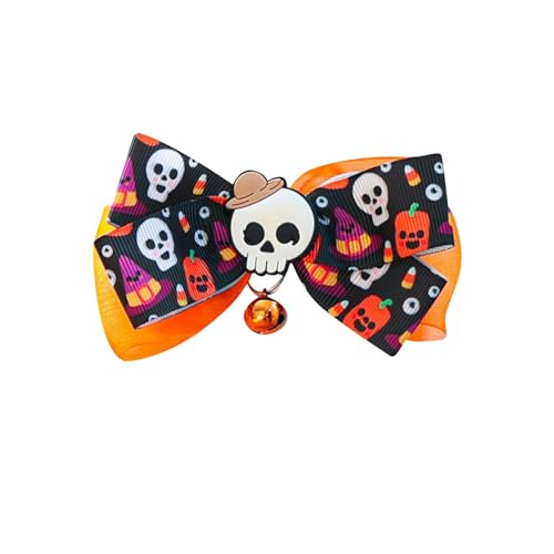 Skyrabbiter Halloween Haustier-Fliege, Festliche Kostüm-Accessoire für Hunde und Katzen, mit Glöckchen, Hund Geburtstagshut Fliege Katze Geburtstag Pailletten DekorationszubehöR Festliche Party (A) von skyrabbiter