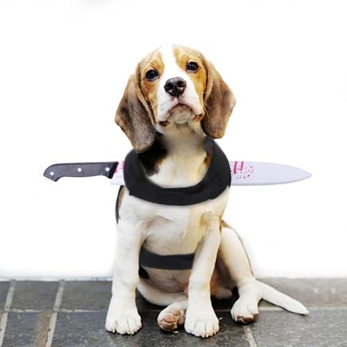 Skyrabbiter Halloween Haustier-Kostüm mit Messer-Design, Gruselige Verkleidung für Katzen und Hunde, für Halloween Haustier Cosplay Party, Haustier Cosplay Party Anzug (A, L) von skyrabbiter