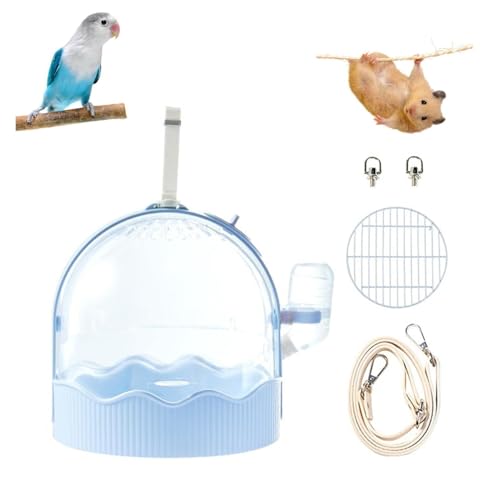 Skyrabbiter Tragbarer Haustier-Transportkäfig, 360° Panorama-Sicht, Transparent PS-Material, mit Schulterriemen, für Kleintiere und Vögel, Papageien-Rucksack, Haustier-Vogel-Papageien-Rucksack (A) von skyrabbiter