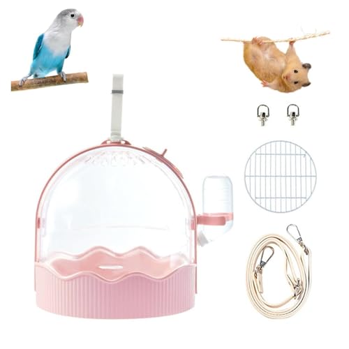 Skyrabbiter Tragbarer Haustier-Transportkäfig, 360° Panorama-Sicht, Transparent PS-Material, mit Schulterriemen, für Kleintiere und Vögel, Papageien-Rucksack, Haustier-Vogel-Papageien-Rucksack (B) von skyrabbiter