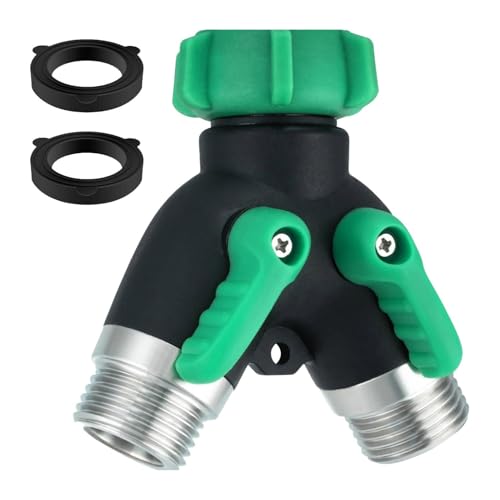 skyrabbiter 2-Wege Gartenschlauch-Verteiler, 3/4 Zoll GHT, Y-Verbinder mit 360° Drehung, Metallkonstruktion, Wasserleitungsanschlüssen für Schlauchverbinder Rohr Verbinden Gartengeräte (A) von skyrabbiter