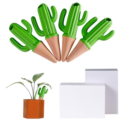 skyrabbiter Automatische Bewässerungsspitzen Kaktus, 4 Stück, 60ml, Wiederverwendbare Tonspitzen Bewässerung, Bewässerungszubehör, für Blumen, Topfpflanzen und Gartenpflanzen (A) von skyrabbiter