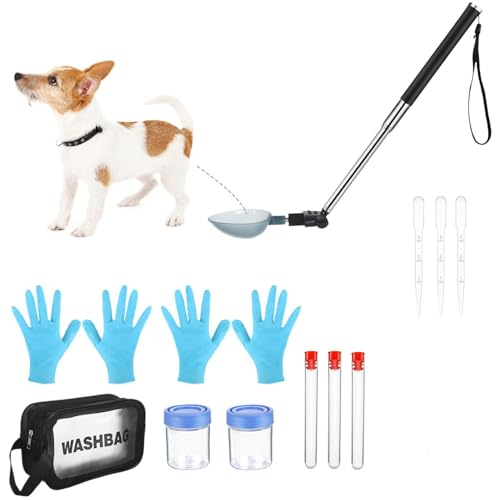 skyrabbiter Haustier-Urinsammler Set, 104cm Teleskopstange, mit Transporttasche, Handschuhen, 40ml Behältern und 3ml Pipetten Wiederverwendbar Handlich Sauber Entnahme Einer Urinprobe (A) von skyrabbiter